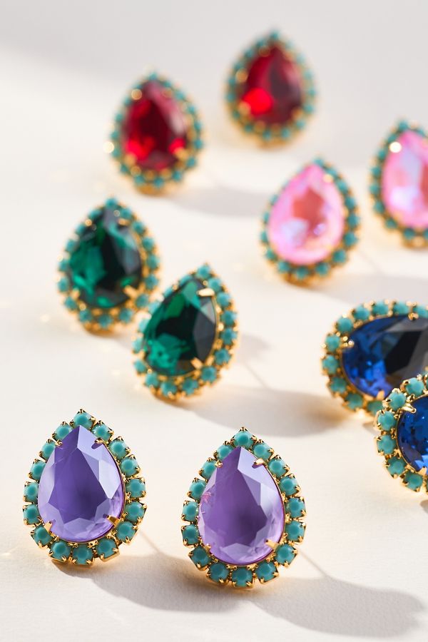 Slide View: 2: The Pink Reef Pear Stud Earrings