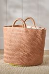 Thumbnail View 1: Eliza Woven Leather & Fabric-Lined Basket