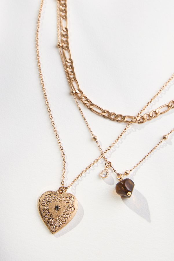 Slide View: 2: Heart Charm Layered Necklace