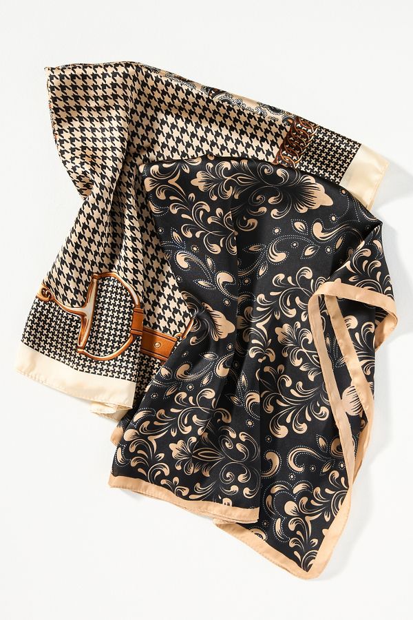 Slide View: 2: Patterned Hair Scarves, Set of 2