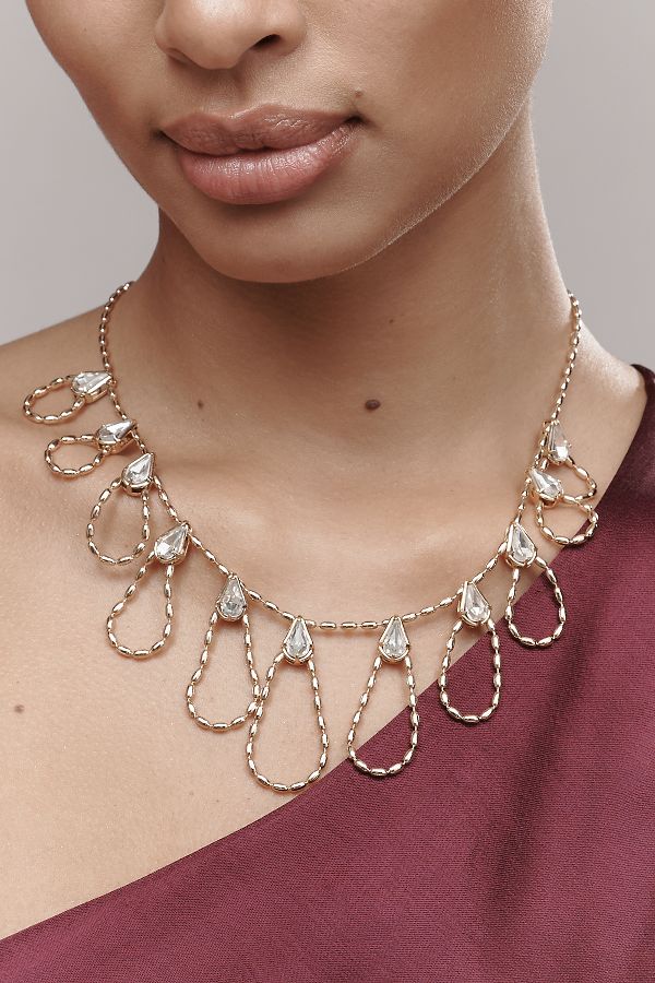 Slide View: 1: Crystal Scallop Necklace