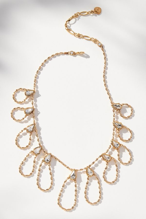 Slide View: 3: Crystal Scallop Necklace