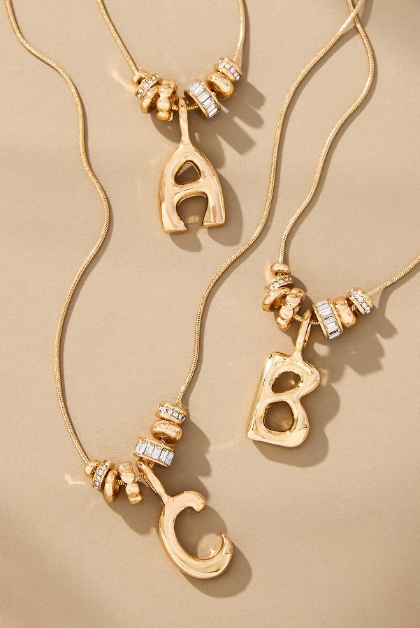 Slide View: 2: Charm Bubble Letter Monogram Necklace