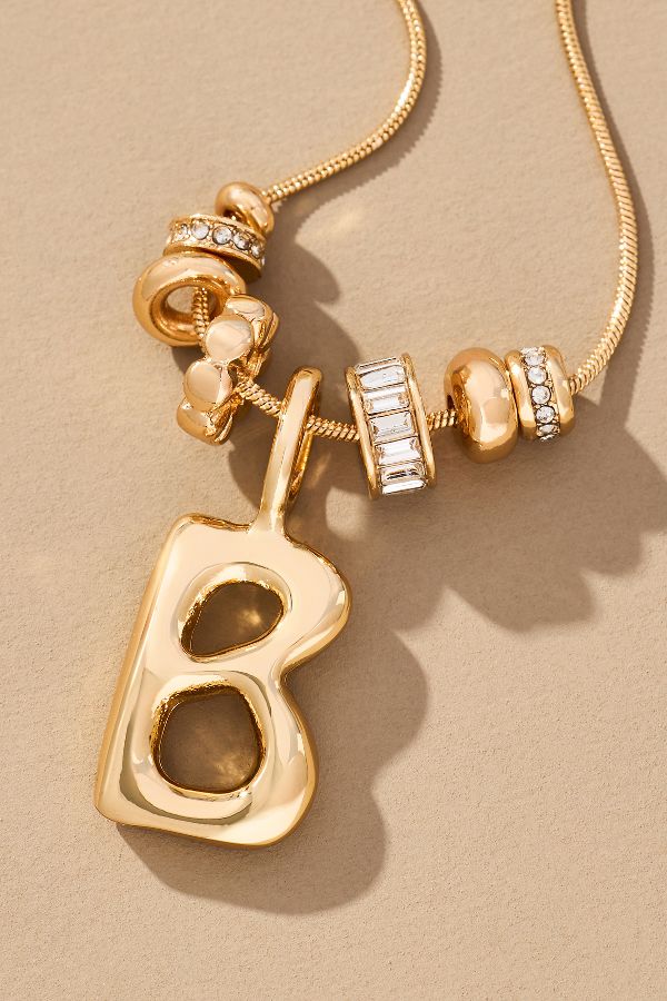 Slide View: 1: Charm Bubble Letter Monogram Necklace