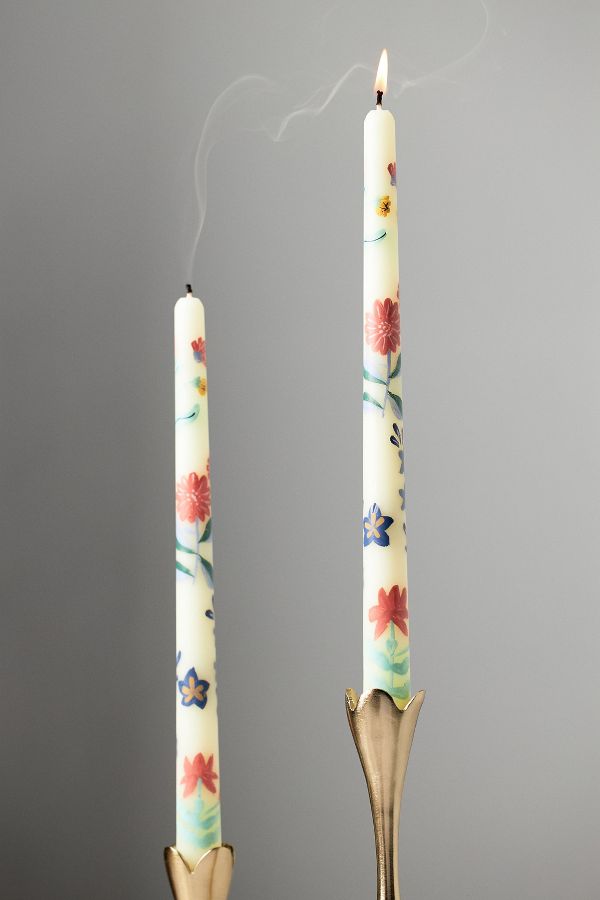 Slide View: 2: Franny Handpainted Taper Candles, Set of 2