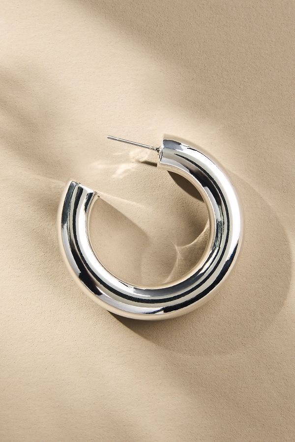 Slide View: 2: Classic Large Hoop Earrings