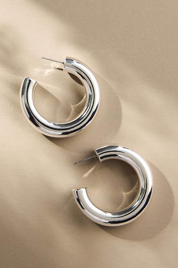 Slide View: 1: Classic Large Hoop Earrings