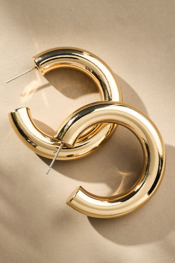 Slide View: 1: Classic Large Hoop Earrings