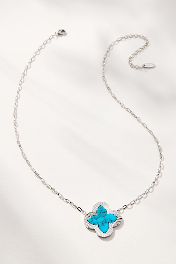 Slide View: 1: Stone Clover Necklace