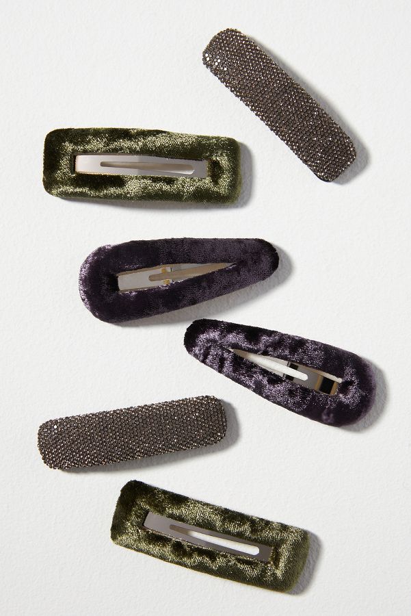 Slide View: 2: Velvet Barrettes, Set of 6