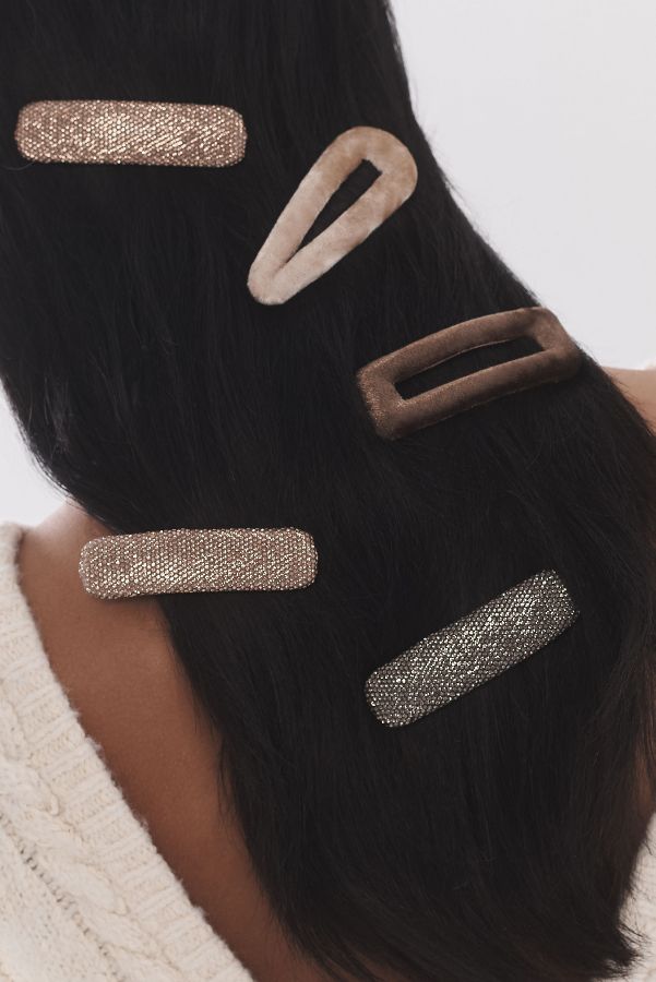 Slide View: 1: Velvet Barrettes, Set of 6