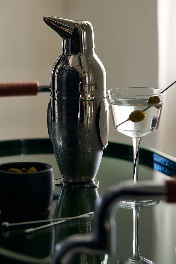 Slide View: 1: Viski Irving Stainless Steel Penguin Cocktail Shaker