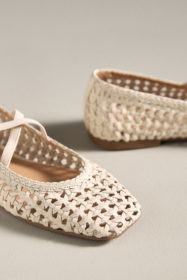 Slide View: 3: By Anthropologie Woven Leather Ballet Flats