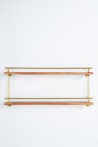 Slide View: 2: Aldina Acacia Wood & Brass Plate & Spice Rack