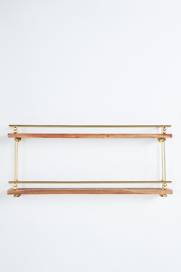 Slide View: 2: Aldina Acacia Wood & Brass Plate & Spice Rack