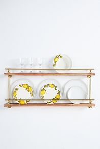 Slide View: 1: Aldina Acacia Wood & Brass Plate & Spice Rack