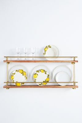 Aldina Acacia Wood & Brass Plate & Spice Rack