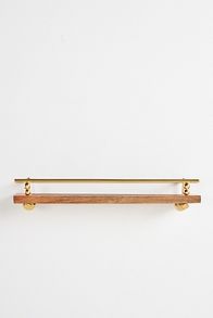 Slide View: 2: Aldina Acacia Wood & Brass Shelf