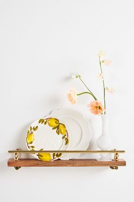 Aldina Acacia Wood & Brass Shelf