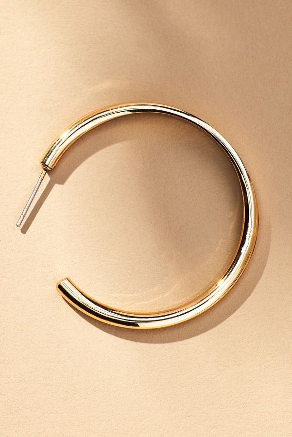 Slide View: 3: Thin Rocker Hoop Earrings