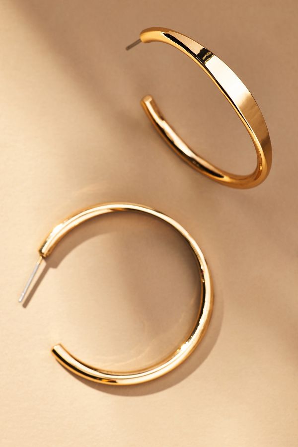 Slide View: 2: Thin Rocker Hoop Earrings