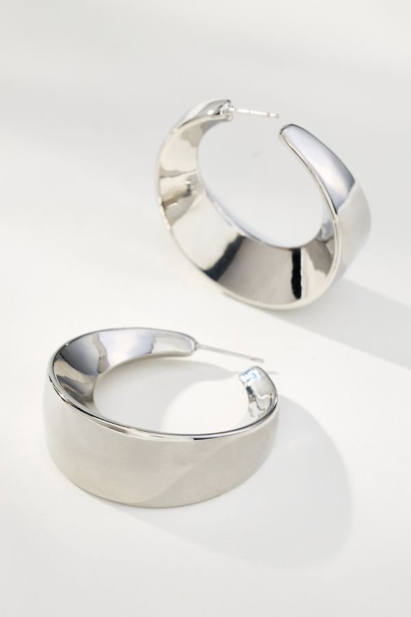 Slide View: 4: Thick Rocker Hoop Earrings