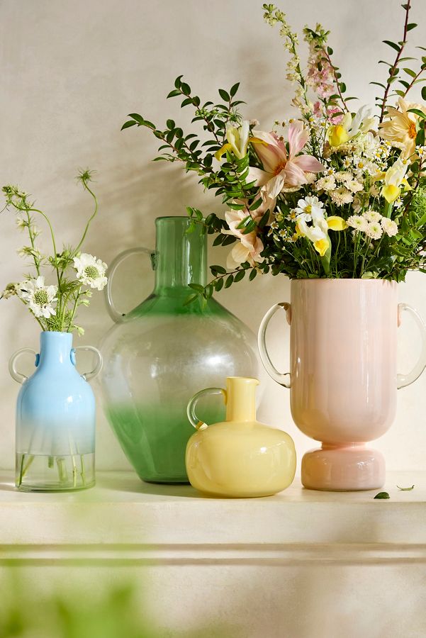 Slide View: 3: Handled Glass Vase, Extra Small