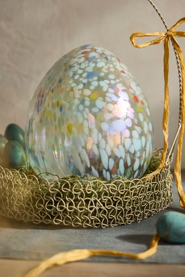 Slide View: 2: Confetti Luster Glass Egg, Large