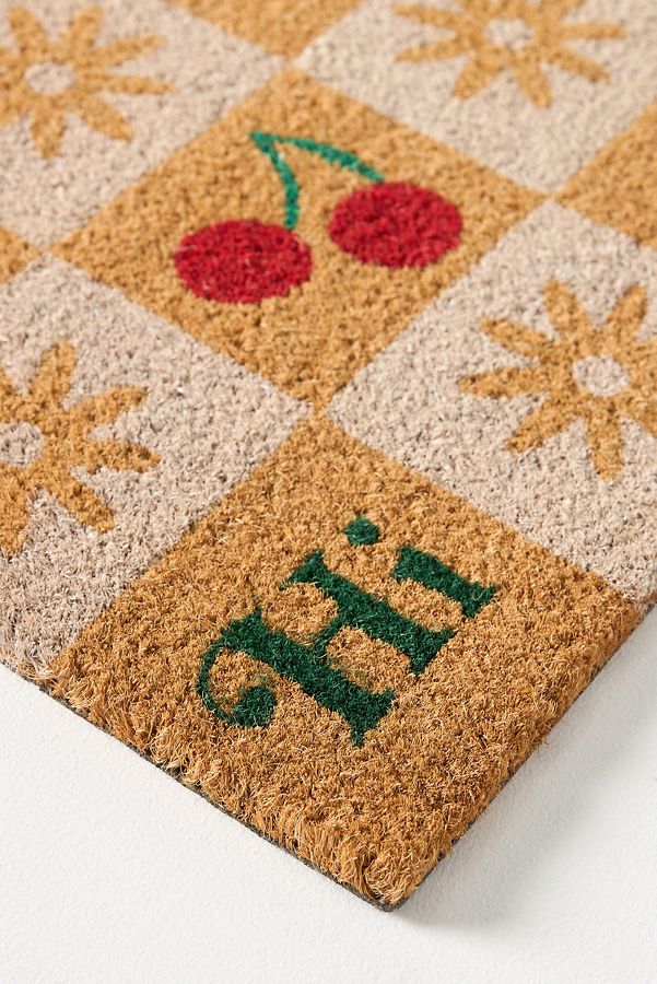 Slide View: 2: Checkered Fruit Coir Printed Doormat