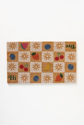 Checkered Fruit Coir Printed Doormat