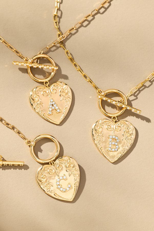 Slide View: 1: Monogram Heart Toggle Necklace