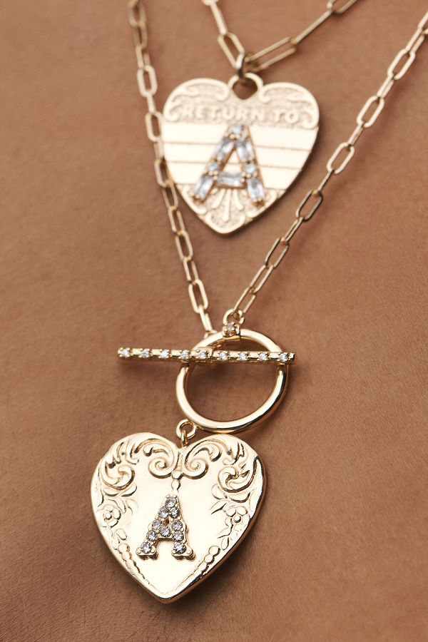 Slide View: 5: Monogram Heart Toggle Necklace