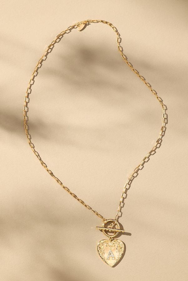 Slide View: 2: Monogram Heart Toggle Necklace