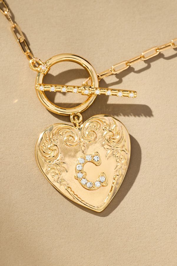 Slide View: 2: Monogram Heart Toggle Necklace