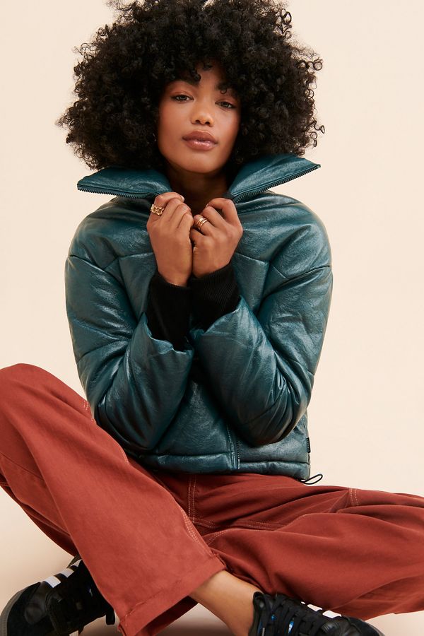 Slide View: 3: Nuuly x Apparis Billie Crinkle Vegan Leather Puffer