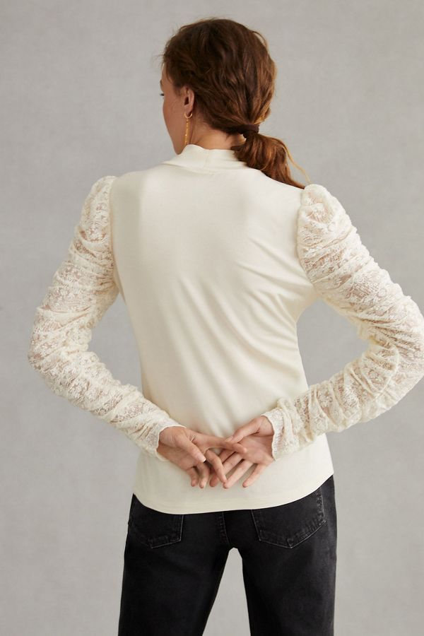 Slide View: 2: Design History Ruched Sleeve Blouse