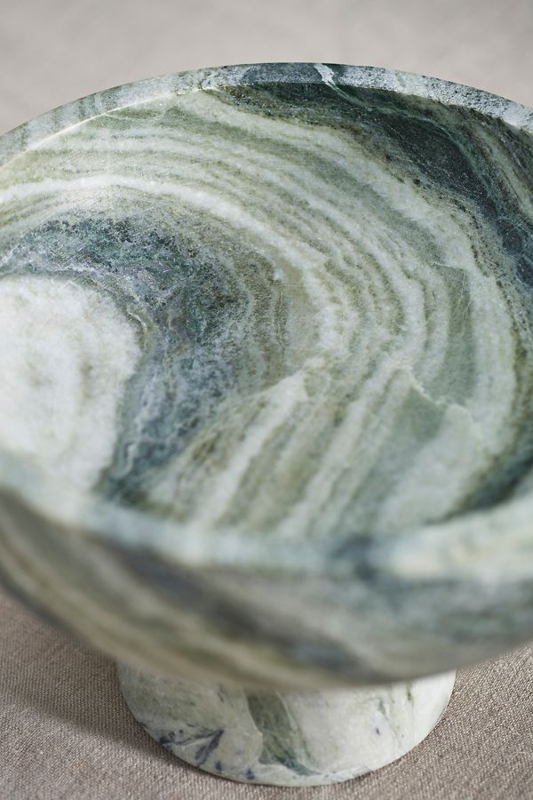 Slide View: 2: Green Marble Footed Serving Bowl