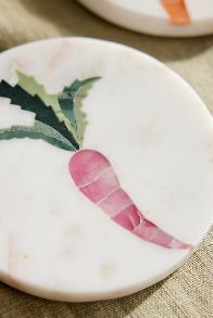 Slide View: 2: Carrot Inlay Marble Coasters, Set of 4