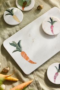 Slide View: 3: Carrot Inlay Marble Coasters, Set of 4