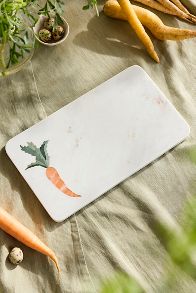 Slide View: 1: Carrot Inlay Marble Serving Board