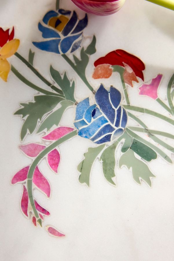 Slide View: 2: Bouquet Inlay Marble Serving Board