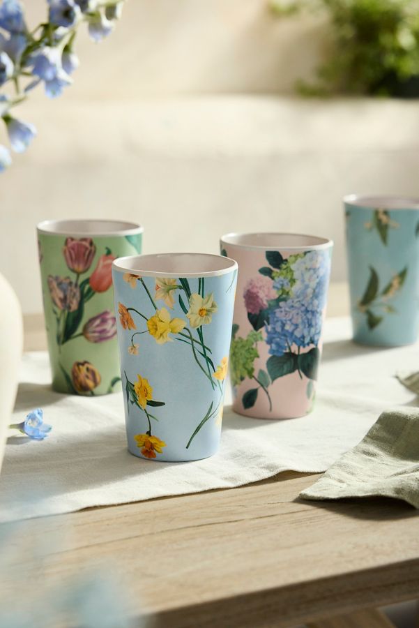 Slide View: 1: By Hope Floral Melamine Cups, Set of 4