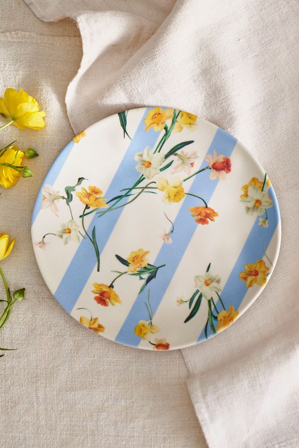 Slide View: 2: By Hope Daffodil Stripe Melamine Side Plates, Set of 4