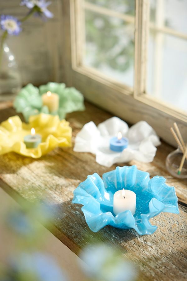 Slide View: 1: Ruffled Glass Votive Holder