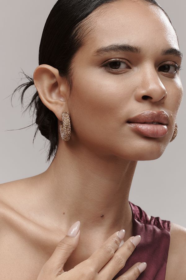 Slide View: 1: Pavé Hoop Earrings