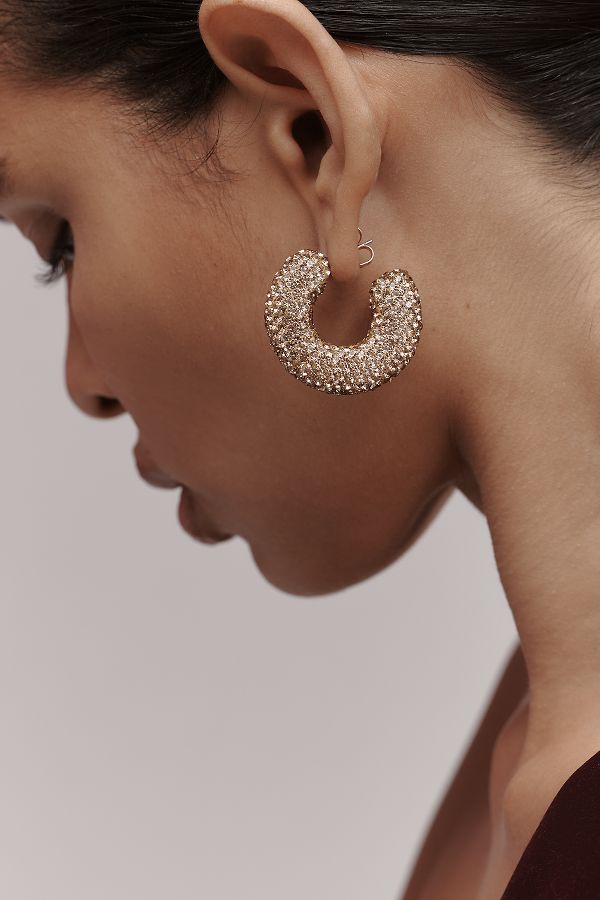 Slide View: 2: Pavé Hoop Earrings