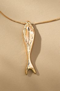 Slide View: 2: Dainty Fish Charm Necklace