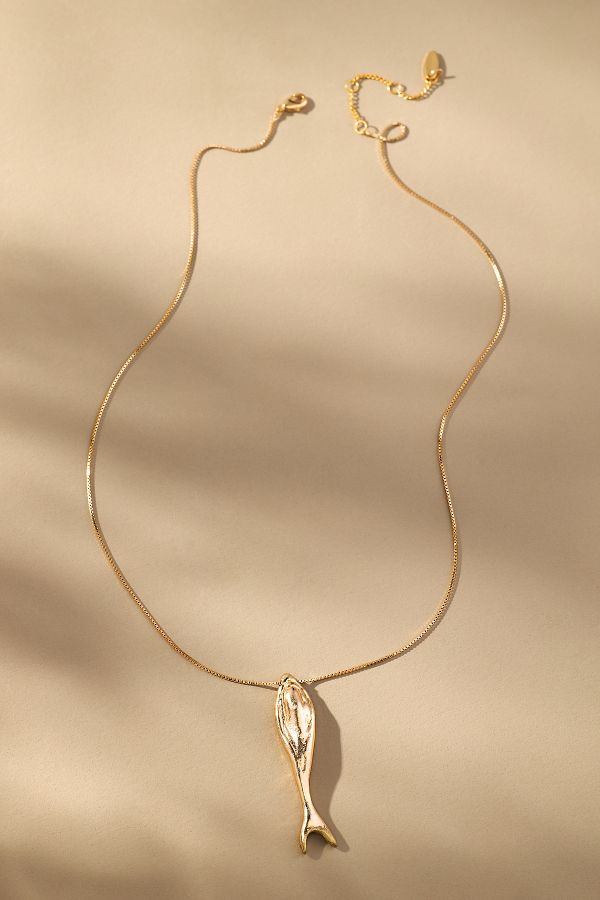 Slide View: 1: Dainty Fish Charm Necklace