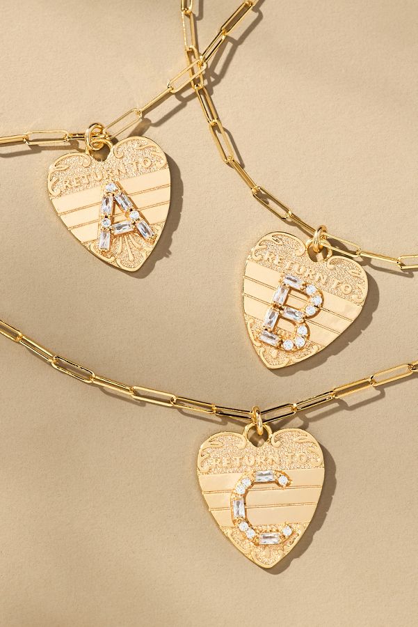 Slide View: 2: Monogram Heart Charm Necklace