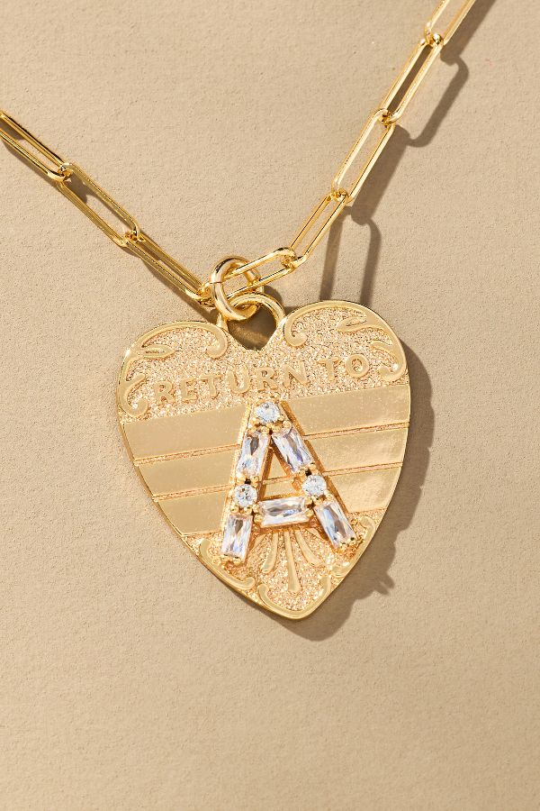 Slide View: 4: Monogram Heart Charm Necklace